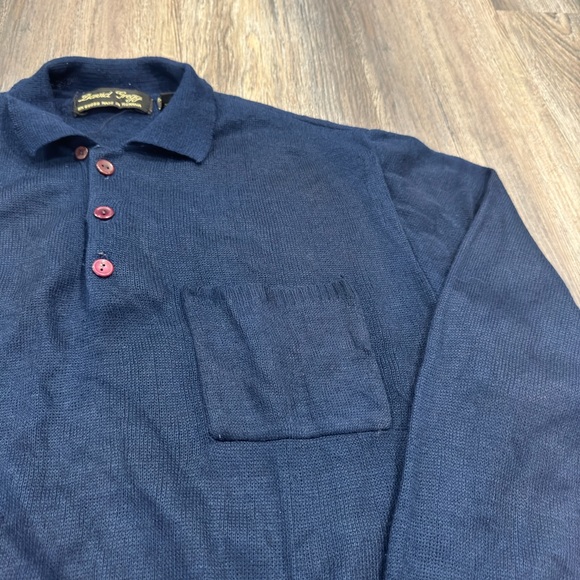 VTG David Gregg Button Neck Sweater Navy Blue (Medium) - Picture 7 of 10